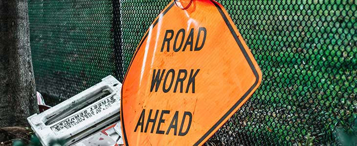 Road work ahead sign